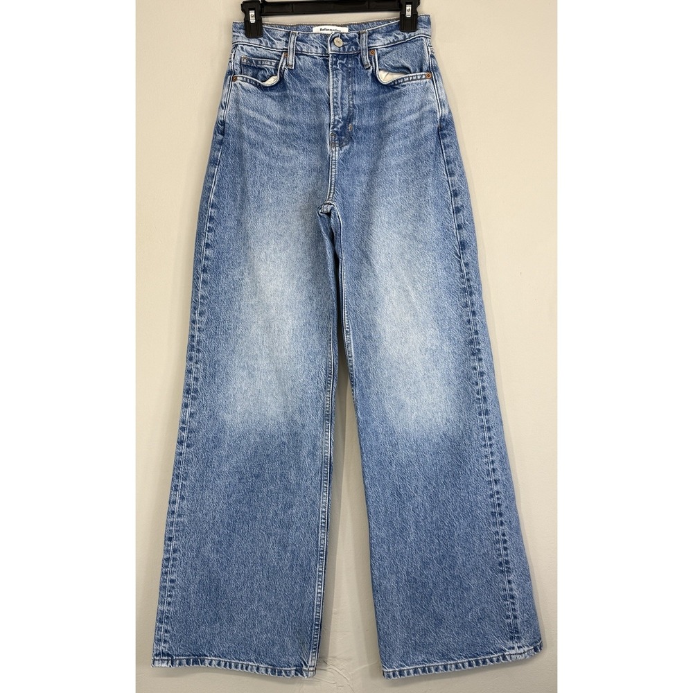 Reformation Cary High Rise Slouchy Wide Leg Jean Women's 25 Blue Denim (read)